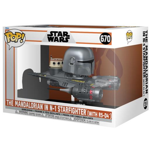 Funko -  Rider Deluxe Star Wars Mandalorian 9 the Mandalorian in N1 Starfighter   15 cm gyűjtői vinyl karakter
