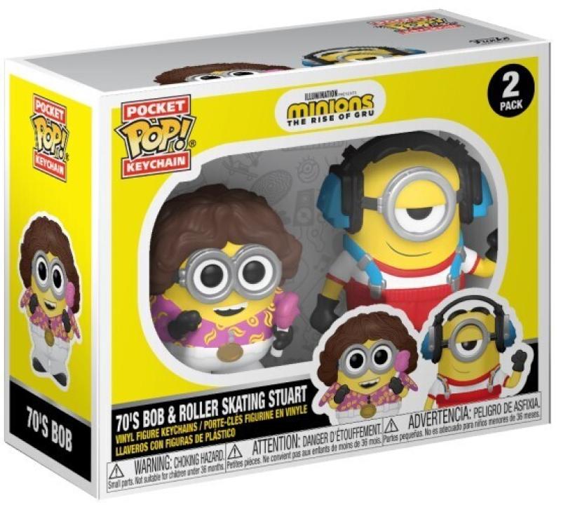 Funko  POP - Animation -  Minions 70's Bob & Roller Skating Stuart (Exclusive) kulcstartó szett figura
